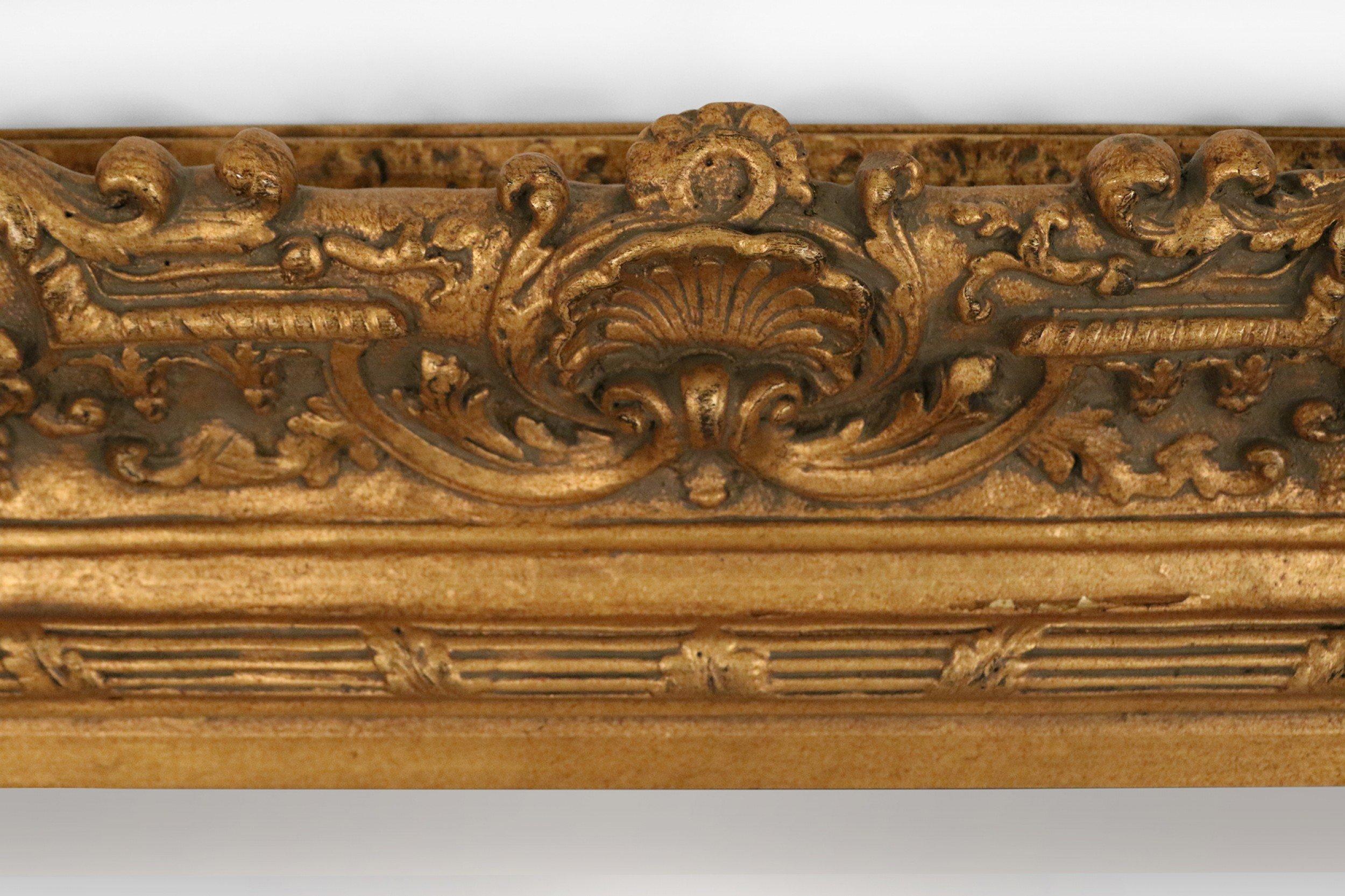 French Louis XVI Style Carved Giltwood Fleur-de-Lis Design Wall Mirror 1