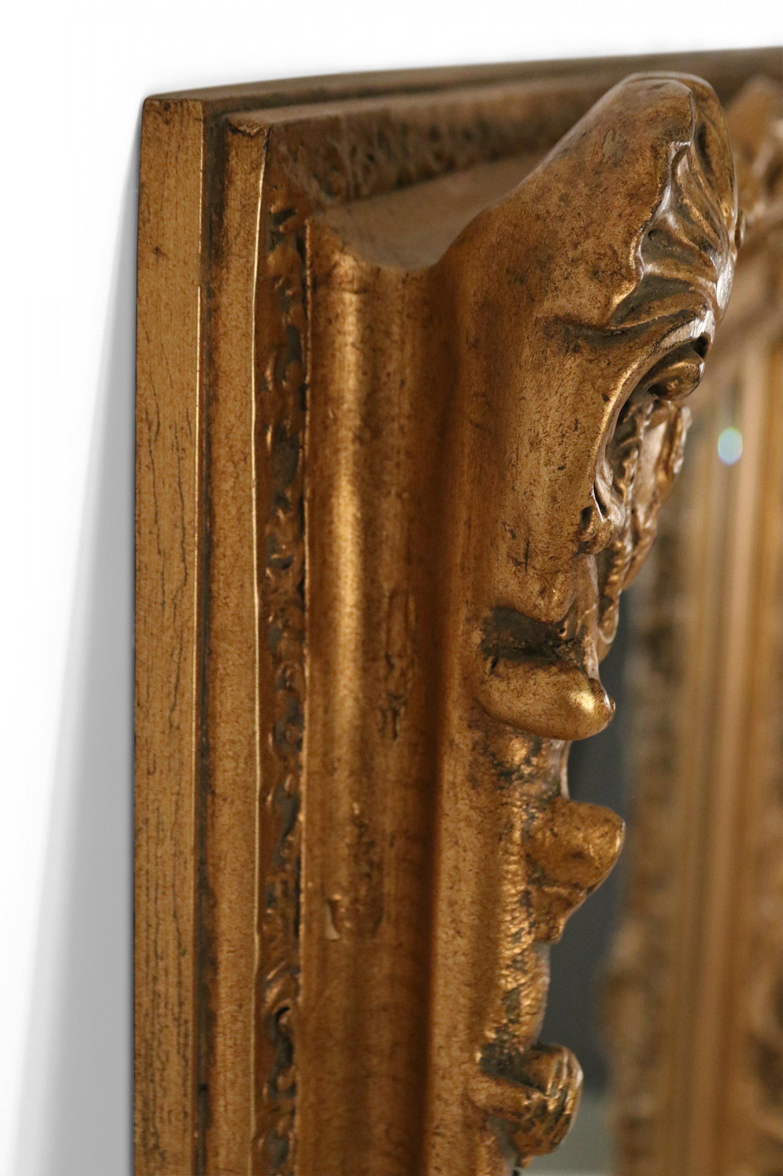 French Louis XVI Style Carved Giltwood Fleur-de-Lis Design Wall Mirror 2