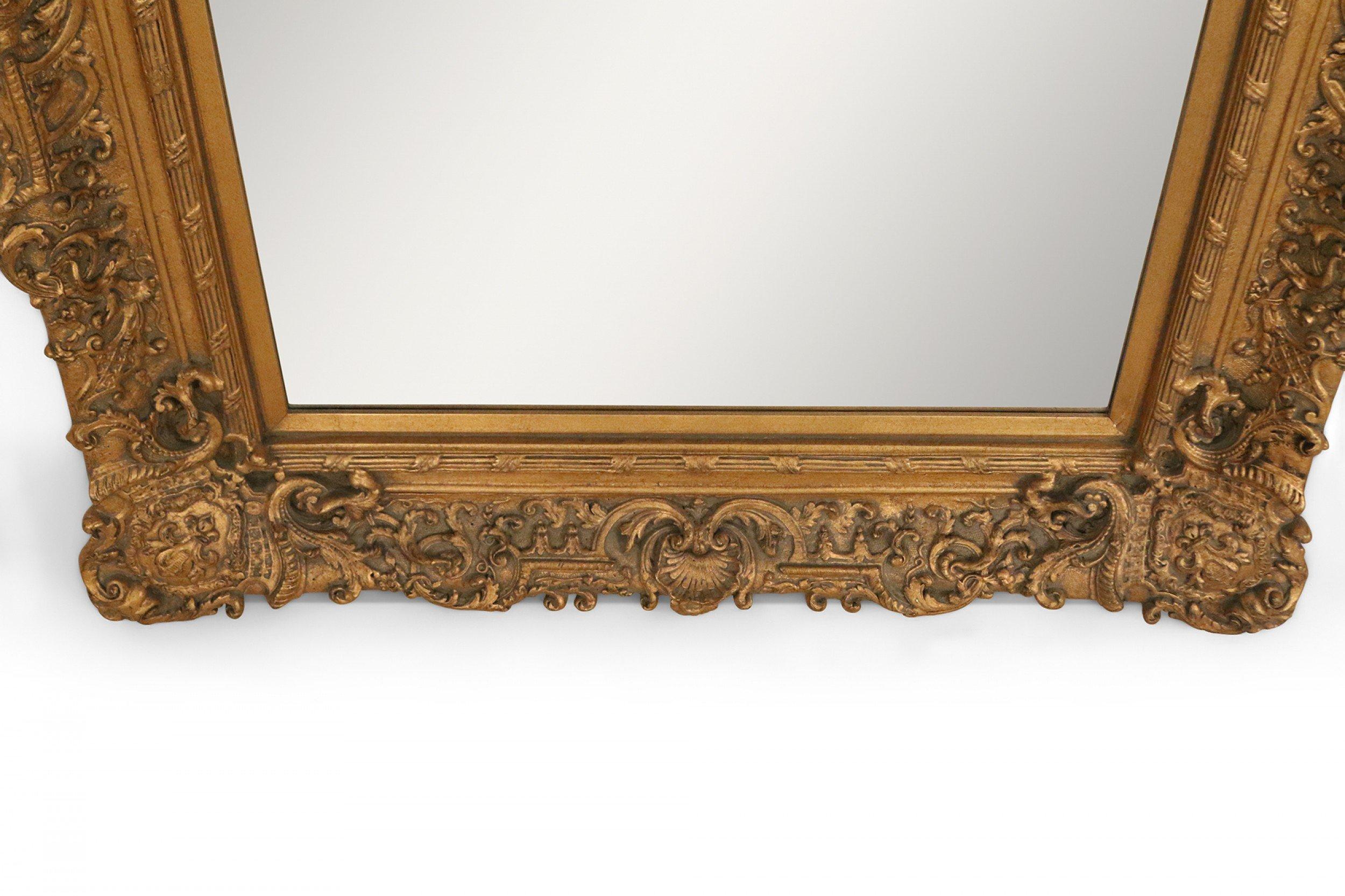 French Louis XVI Style Carved Giltwood Fleur-de-Lis Design Wall Mirror 4