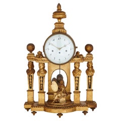 French Louis XVI style carved giltwood mantel clock