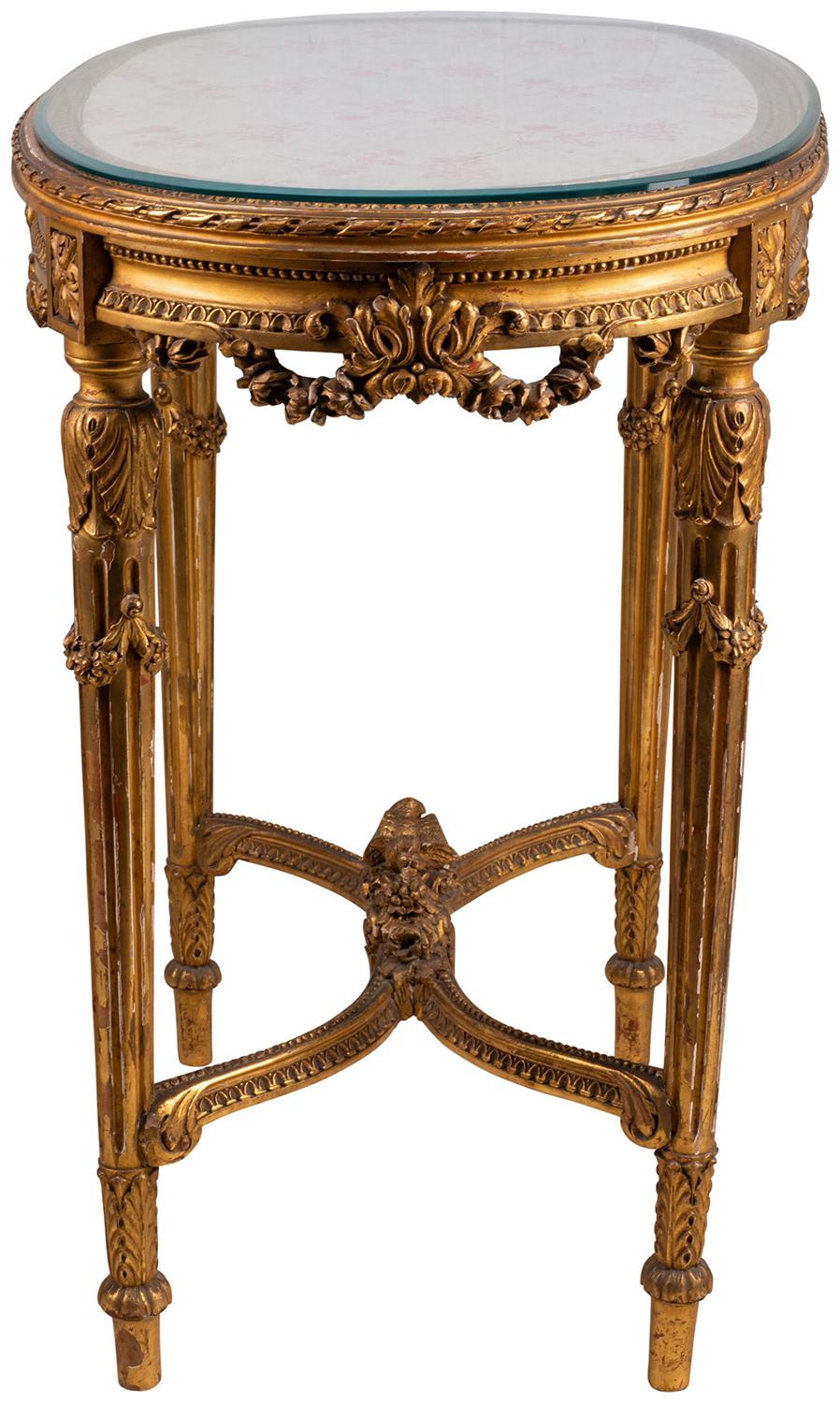 French Louis XVI Style Carved Giltwood Table, 1920s In Good Condition For Sale In Brighton, Sussex