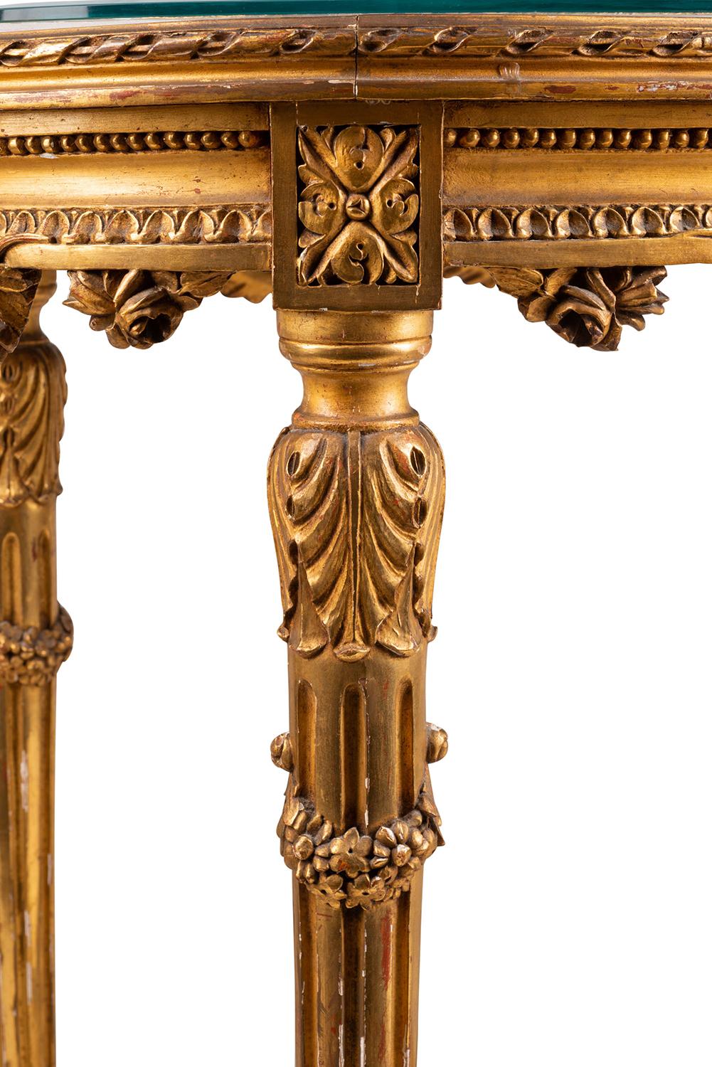 French Louis XVI Style Carved Giltwood Table, 1920s For Sale 2