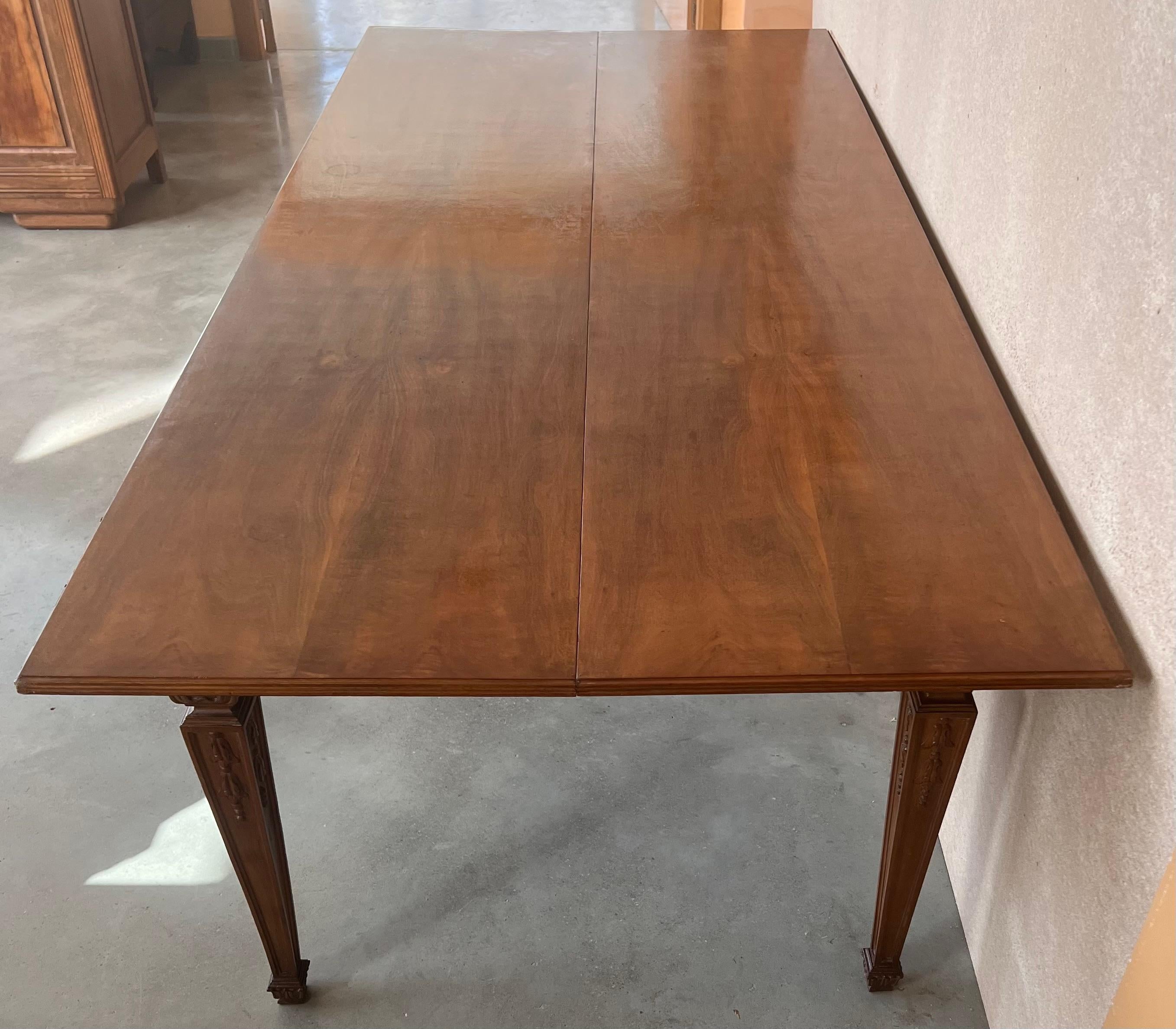 French Louis XVI Style Carved Oak Convertible Console or Dining Table 6