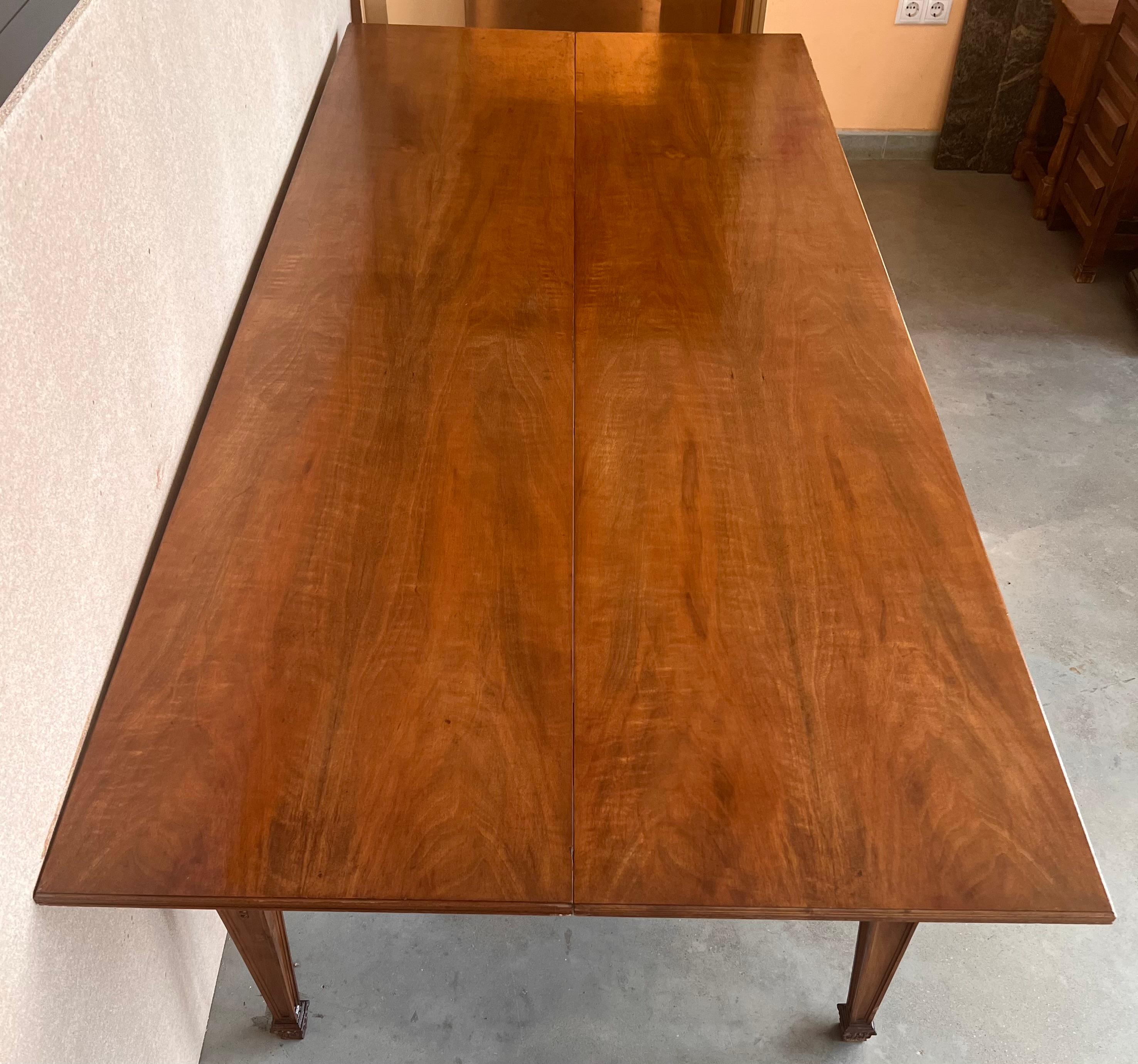 French Louis XVI Style Carved Oak Convertible Console or Dining Table 5