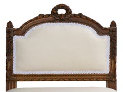 French Louis XVI Style Carved Walnut Antique 'Boudoir' Accent Side Chairs, Pair