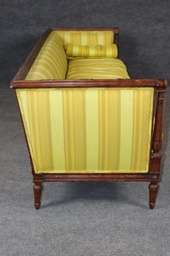 French Louis XVI Style Carved Walnut Even-Arm Sofa Settee C.1940s Era