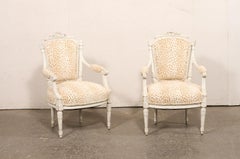 French Louis XVI Style Carved-Wood and Upholstered Fauteuils, 19th C.
