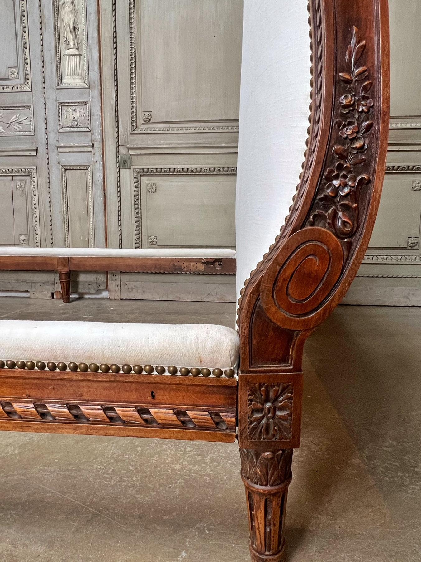 French Louis XVI Style Carved Wood Bed 6