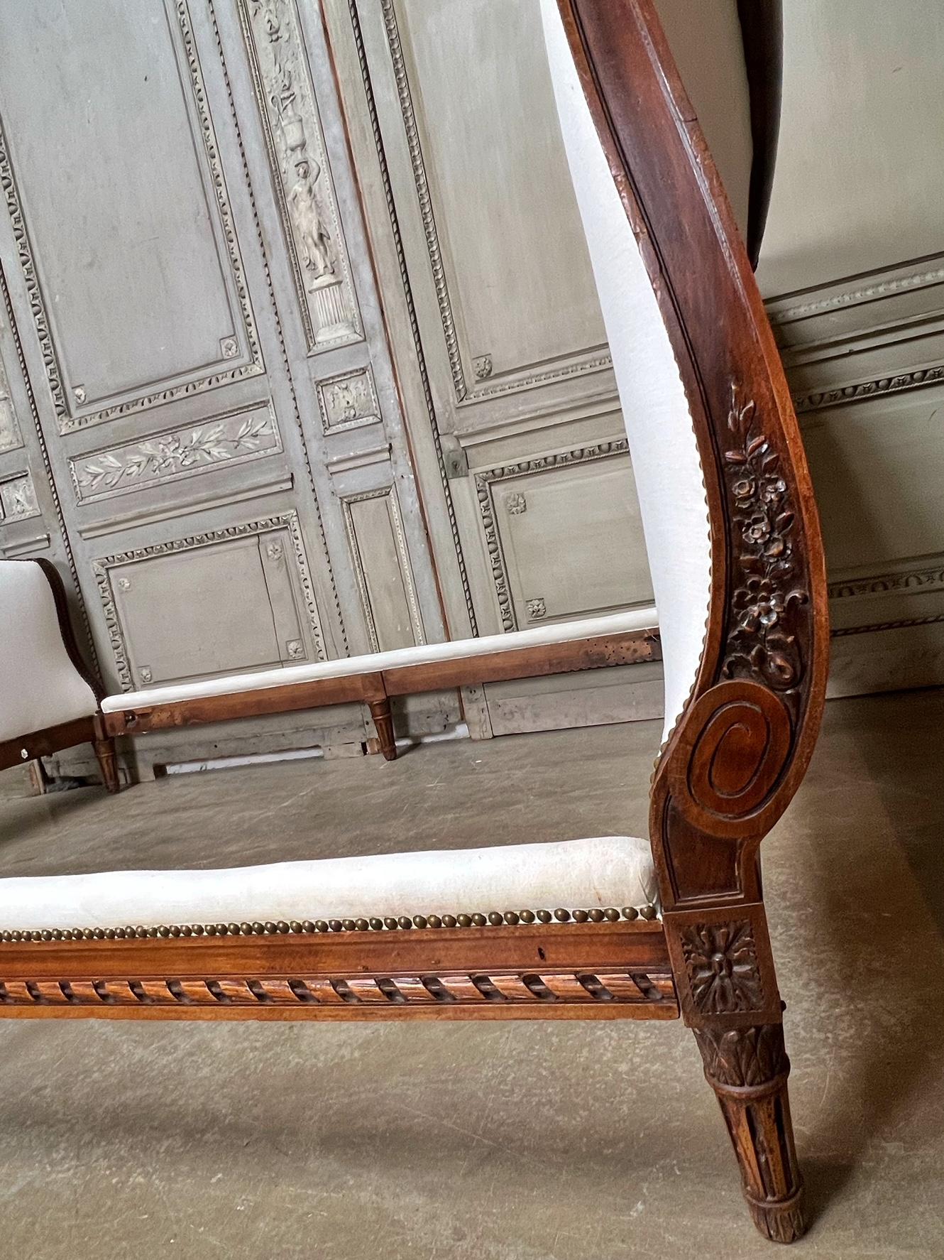 French Louis XVI Style Carved Wood Bed 7