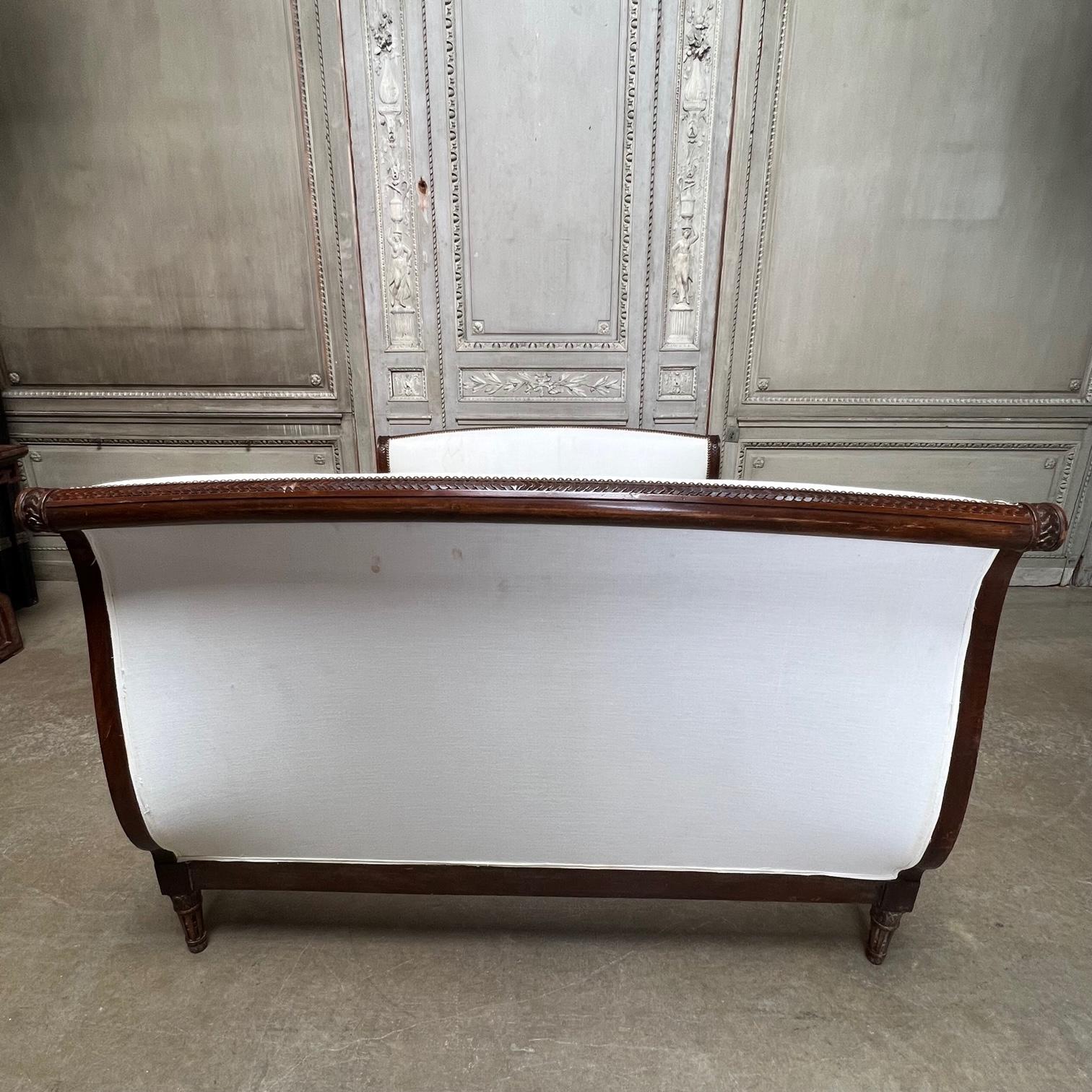 French Louis XVI Style Carved Wood Bed In Good Condition In Dallas, TX