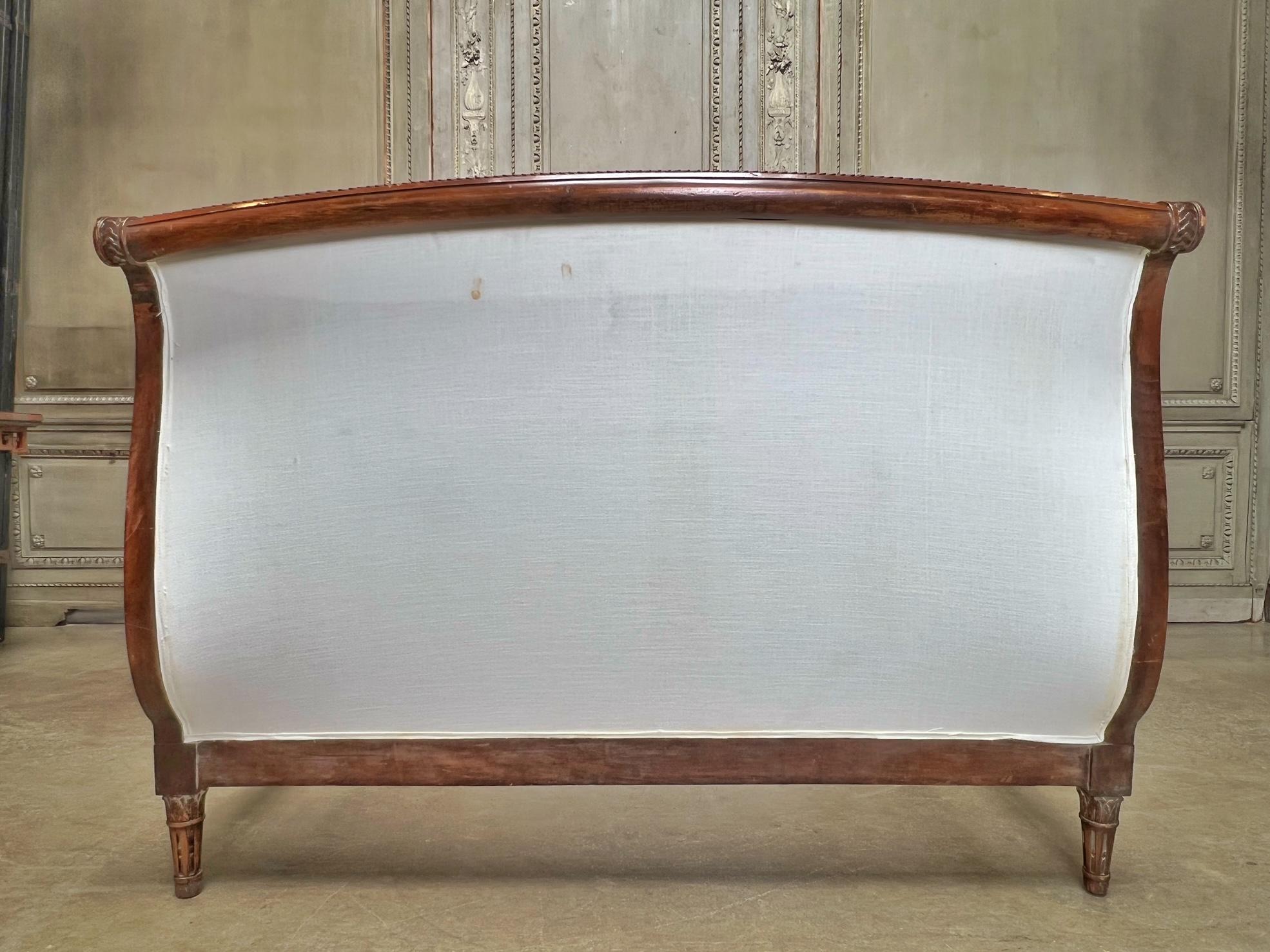 19th Century French Louis XVI Style Carved Wood Bed