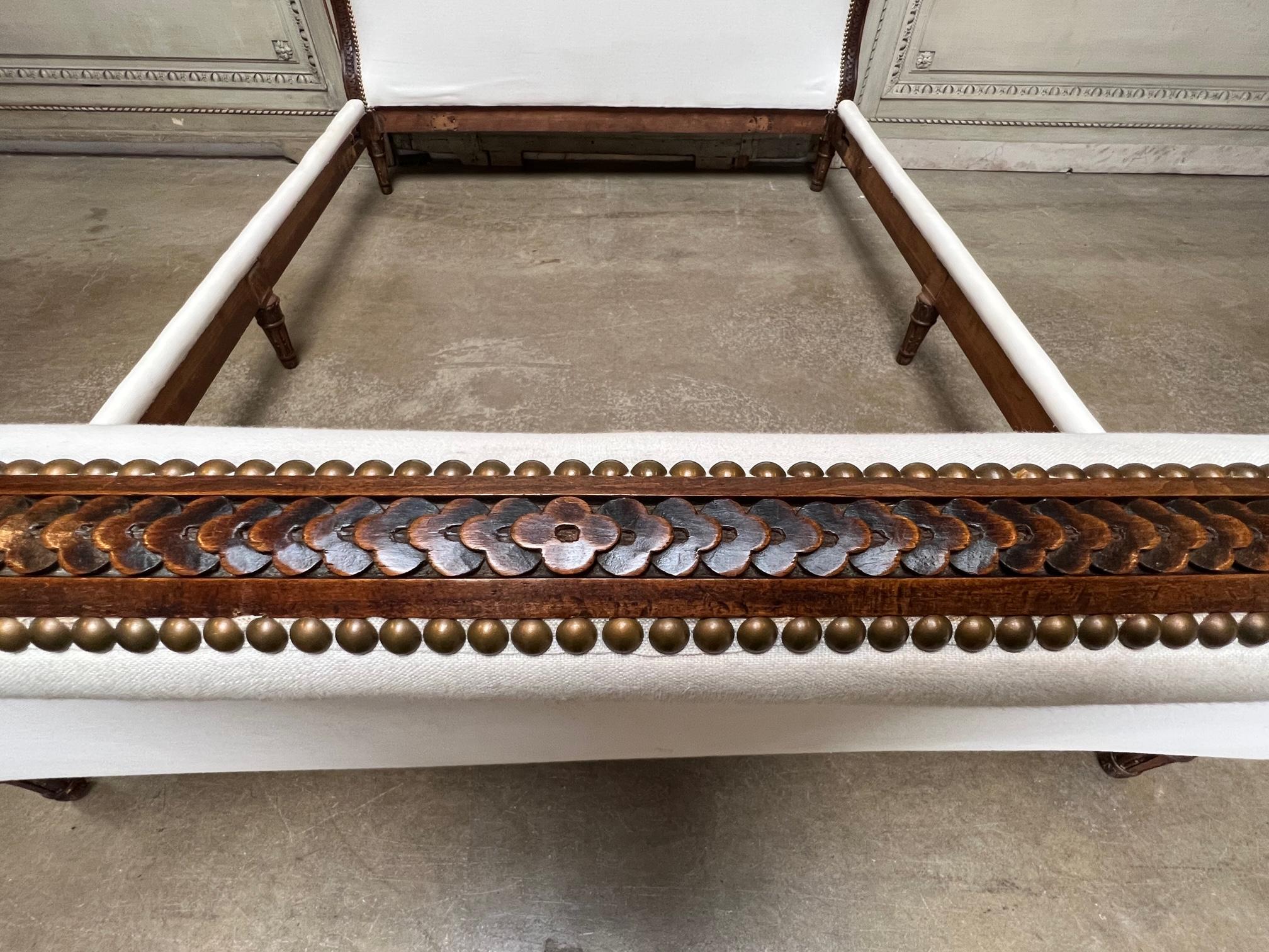 French Louis XVI Style Carved Wood Bed 2