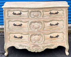 French Louis XVI Style Cerused Painted Commode / Chest with Carved Shell Motif