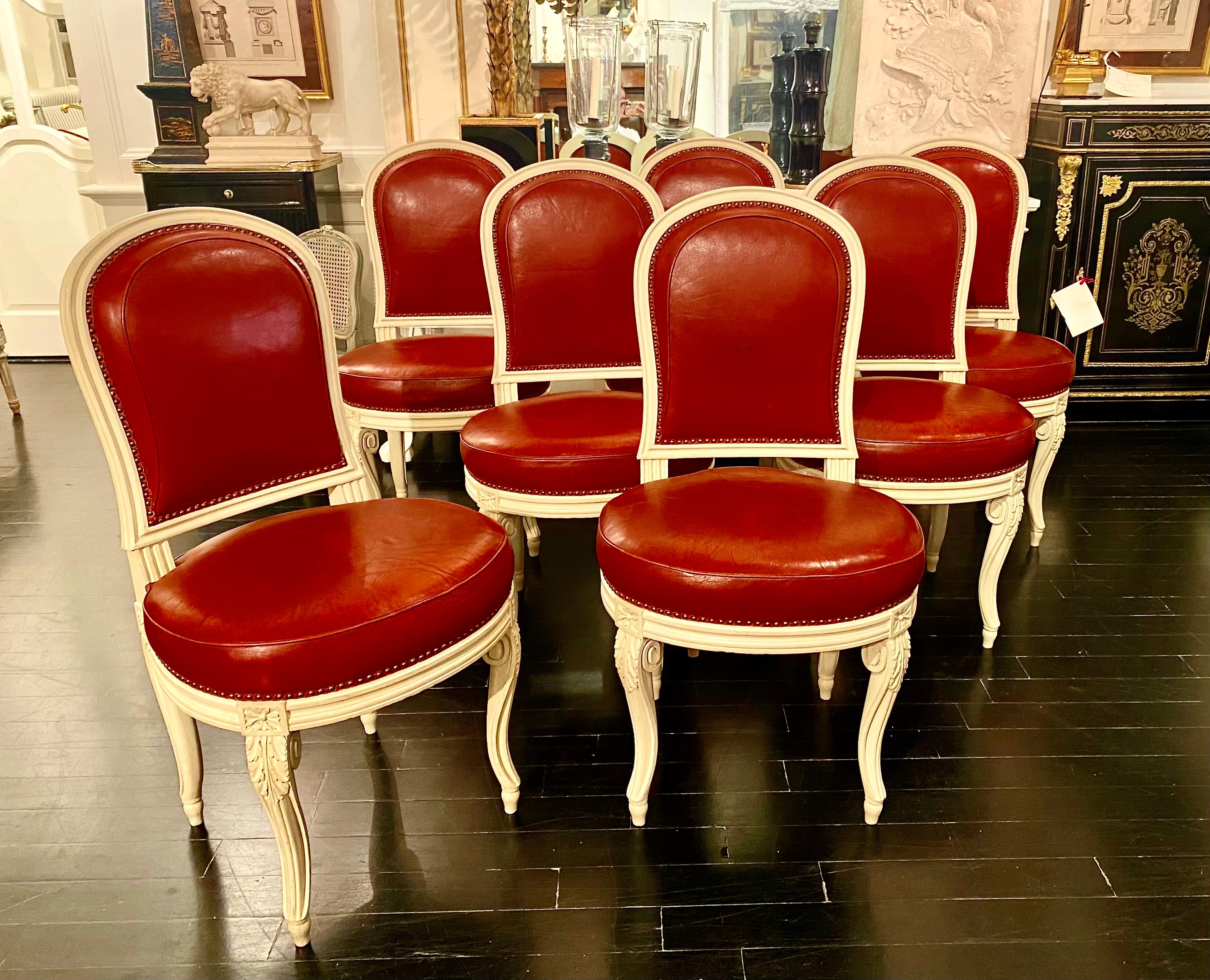 Französische Stühle im Louis-XVI.-Stil nach Jacob, möglicherweise Maison Jansen im Angebot 11