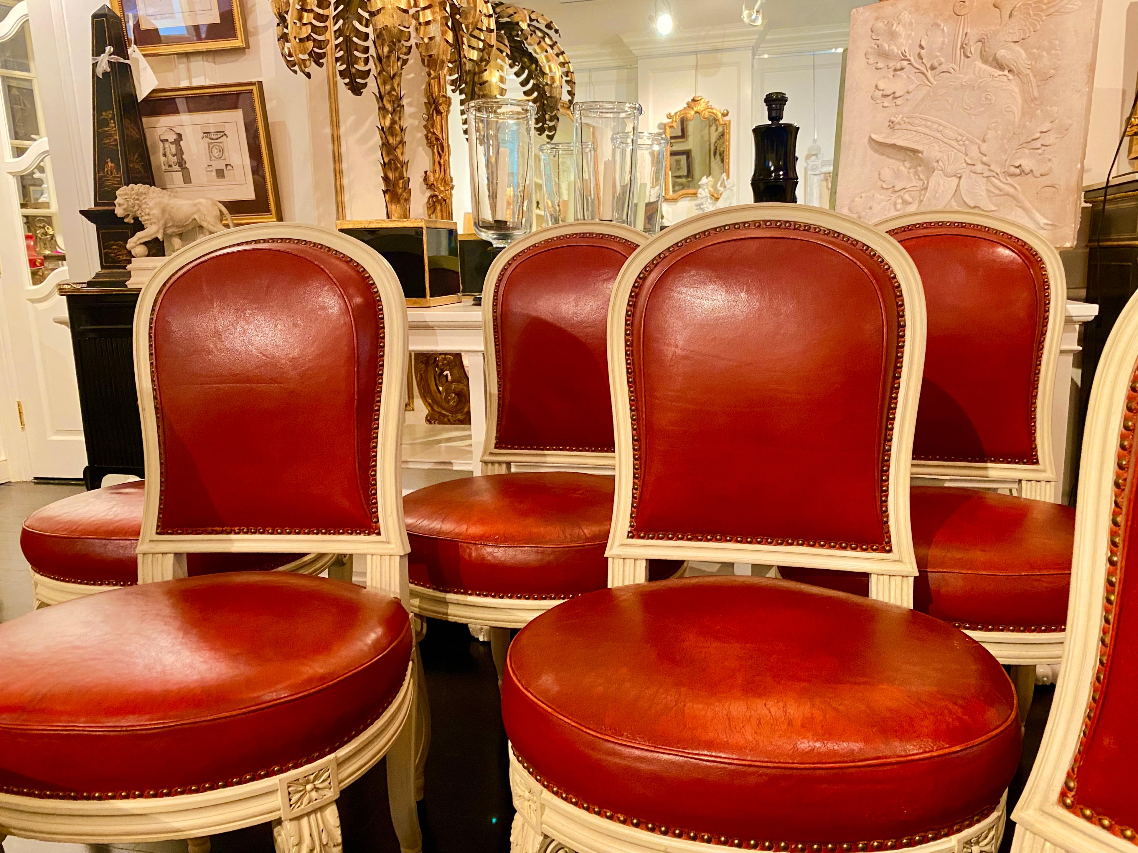 Painted French Louis XVI Style Chairs in the Manner of Jacob, Possibly Maison Jansen For Sale