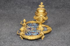 French Louis XVI Style Champlevé and Ormolu Inkwell Circa 1890