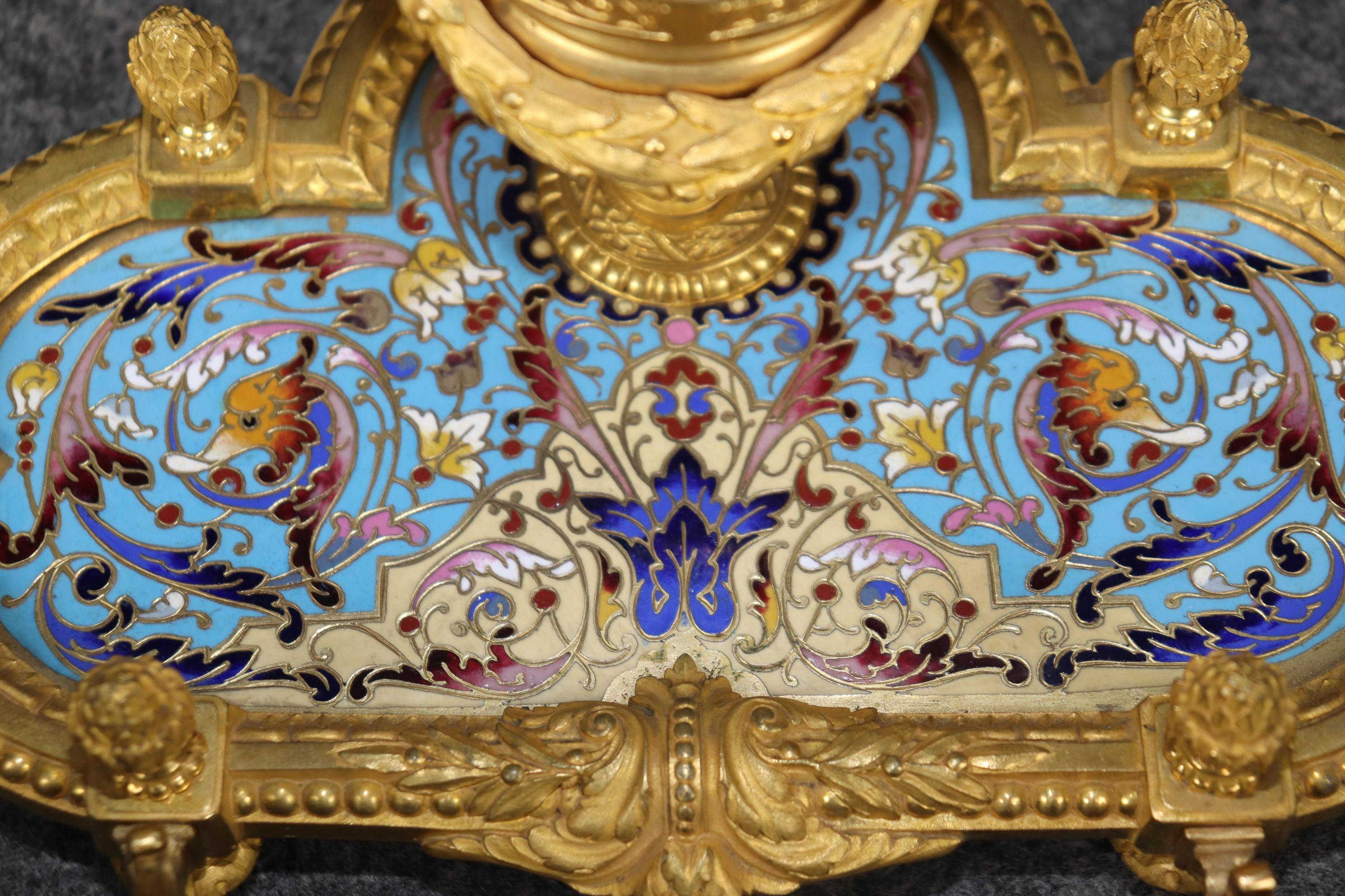 French Louis XVI Style Champlevé and Ormolu Inkwell Circa 1890 For Sale 3