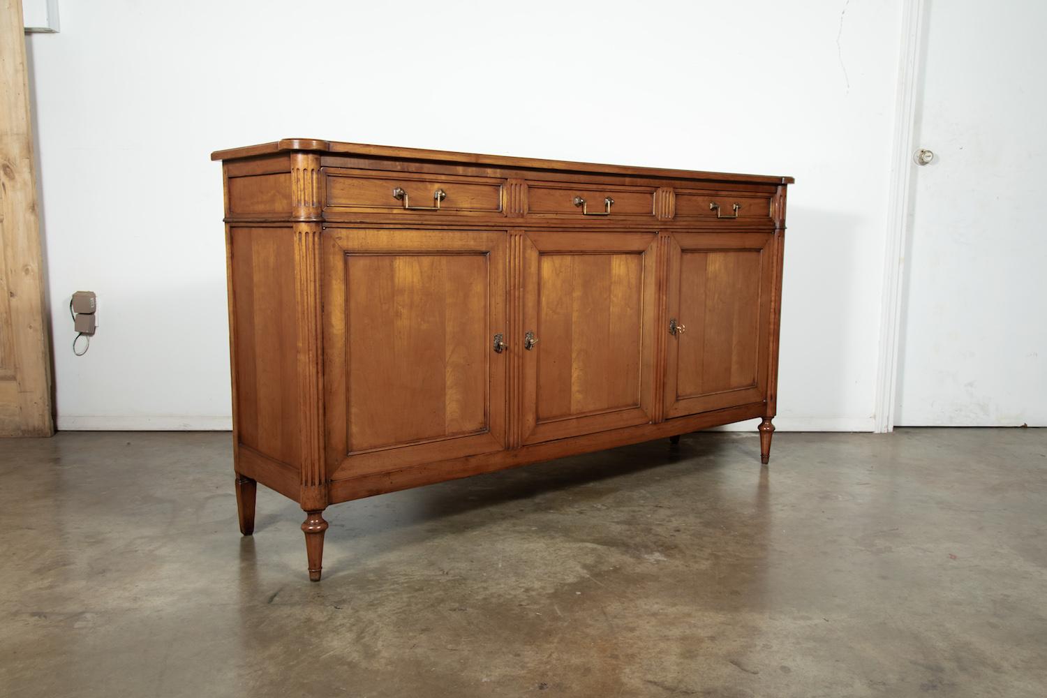 French Louis XVI Style Cherrywood Enfilade Buffet In Good Condition In Birmingham, AL