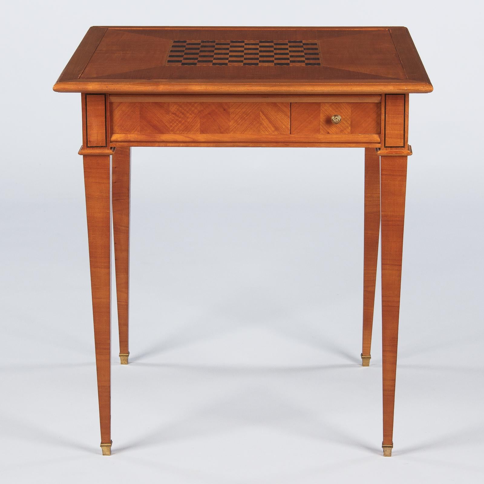 French Louis XVI Style Cherrywood Game Table, 1940s 15