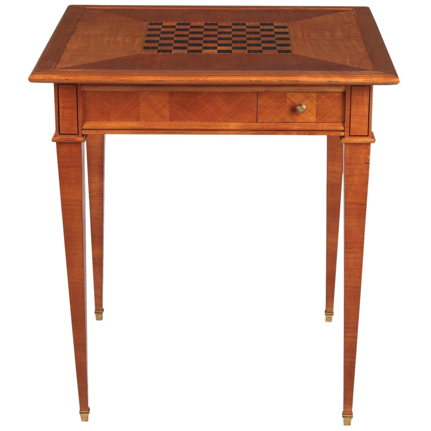French Louis XVI Style Cherrywood Game Table, 1940s
