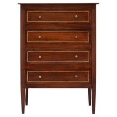 French Louis XVI Style Chest of Drawers, Solid Walnut & Mahogany, 1910