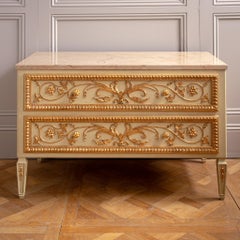 French Louis XVI Style Chest Of Drawers With Gilt Work by La Maison London