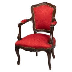 French Louis XVI Style Child’s Chairs in Red Damask, Early 20th Century