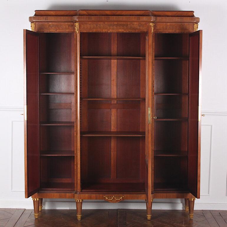Late 19th Century French Louis XVI Style Chinoiserie Three-Door Bookcase or Armoire ‘L. Bontemps’