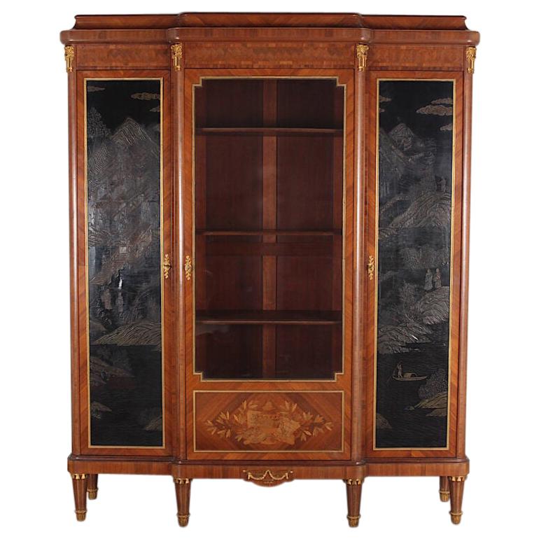 French Louis XVI Style Chinoiserie Three-Door Bookcase or Armoire ‘L. Bontemps’