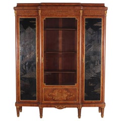 Antique French Louis XVI Style Chinoiserie Three-Door Bookcase or Armoire ‘L. Bontemps’