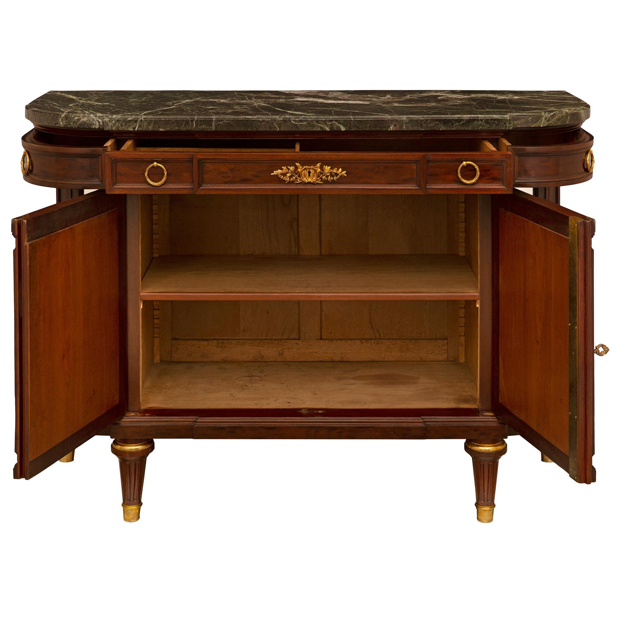 French Louis XVI Style circa 1870 Mahogany and Ormolu Mounted Buffet In Good Condition For Sale In West Palm Beach, FL