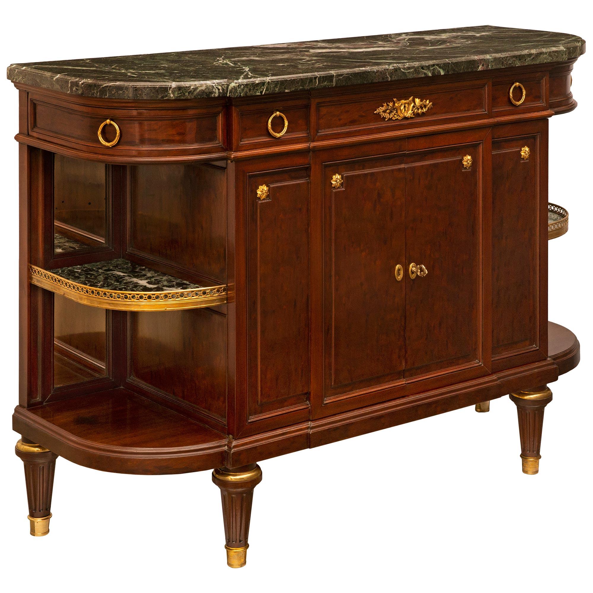 19th Century French Louis XVI Style circa 1870 Mahogany and Ormolu Mounted Buffet For Sale