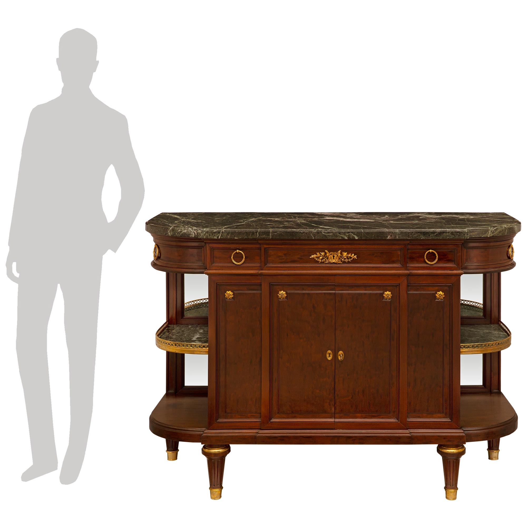 French Louis XVI Style circa 1870 Mahogany and Ormolu Mounted Buffet For Sale