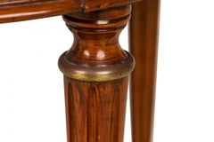 French Louis XVI Style Circular Marble Gallery Top Mahogany Bouillotte Table