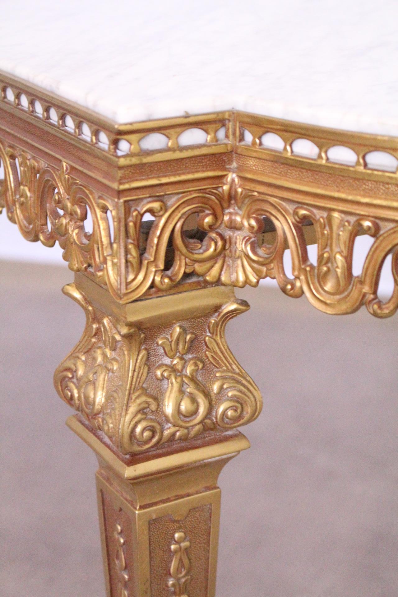 French Louis XVI Style Coffee Table Gilt Brass Marble Vintage, 20th Century 2
