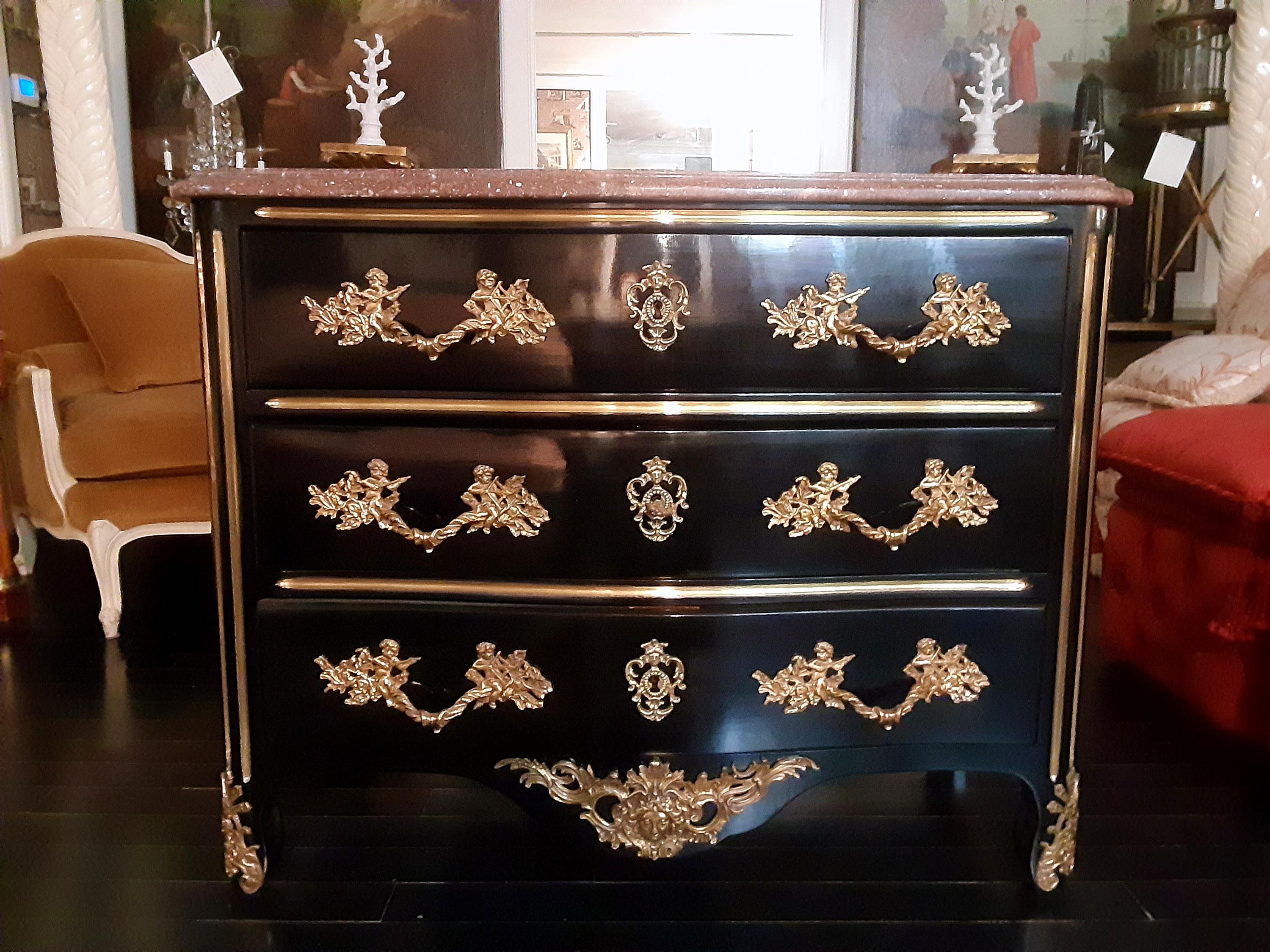 French Louis XVI Style Commode Dresser with Marble Top and Gilt Bronze Accents For Sale 6