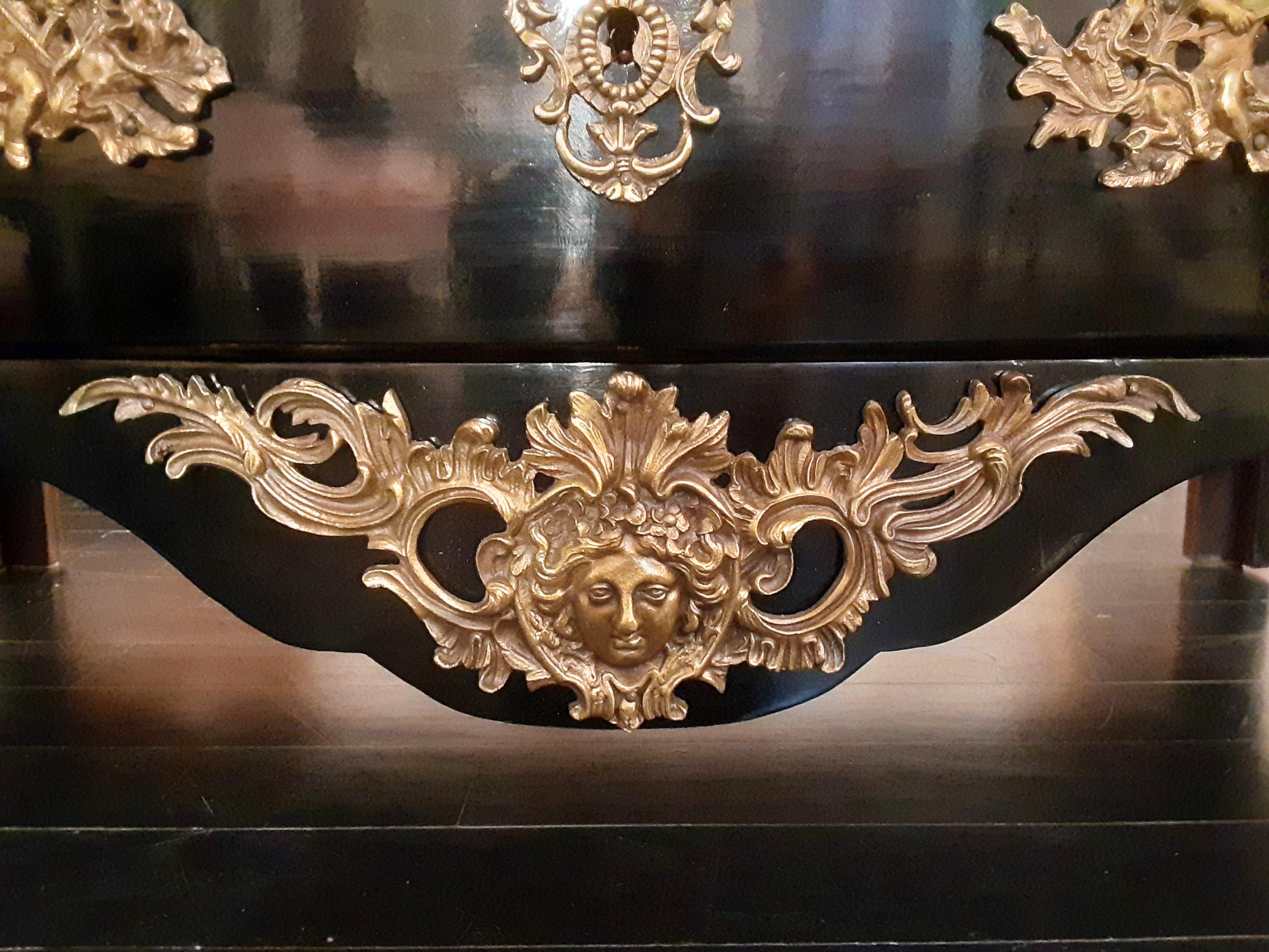 French Louis XVI Style Commode Dresser with Marble Top and Gilt Bronze Accents For Sale 8