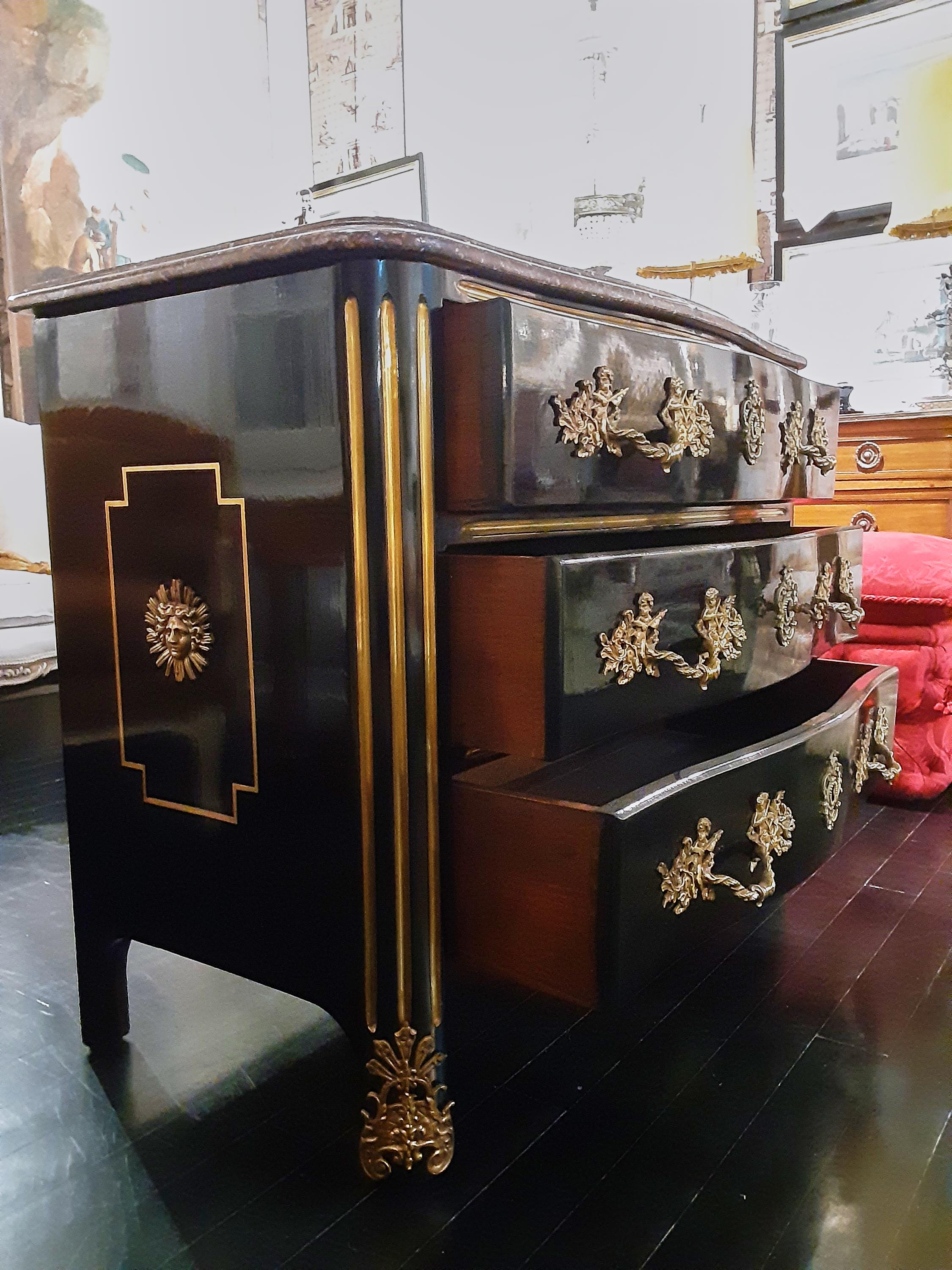 French Louis XVI Style Commode Dresser with Marble Top and Gilt Bronze Accents For Sale 9