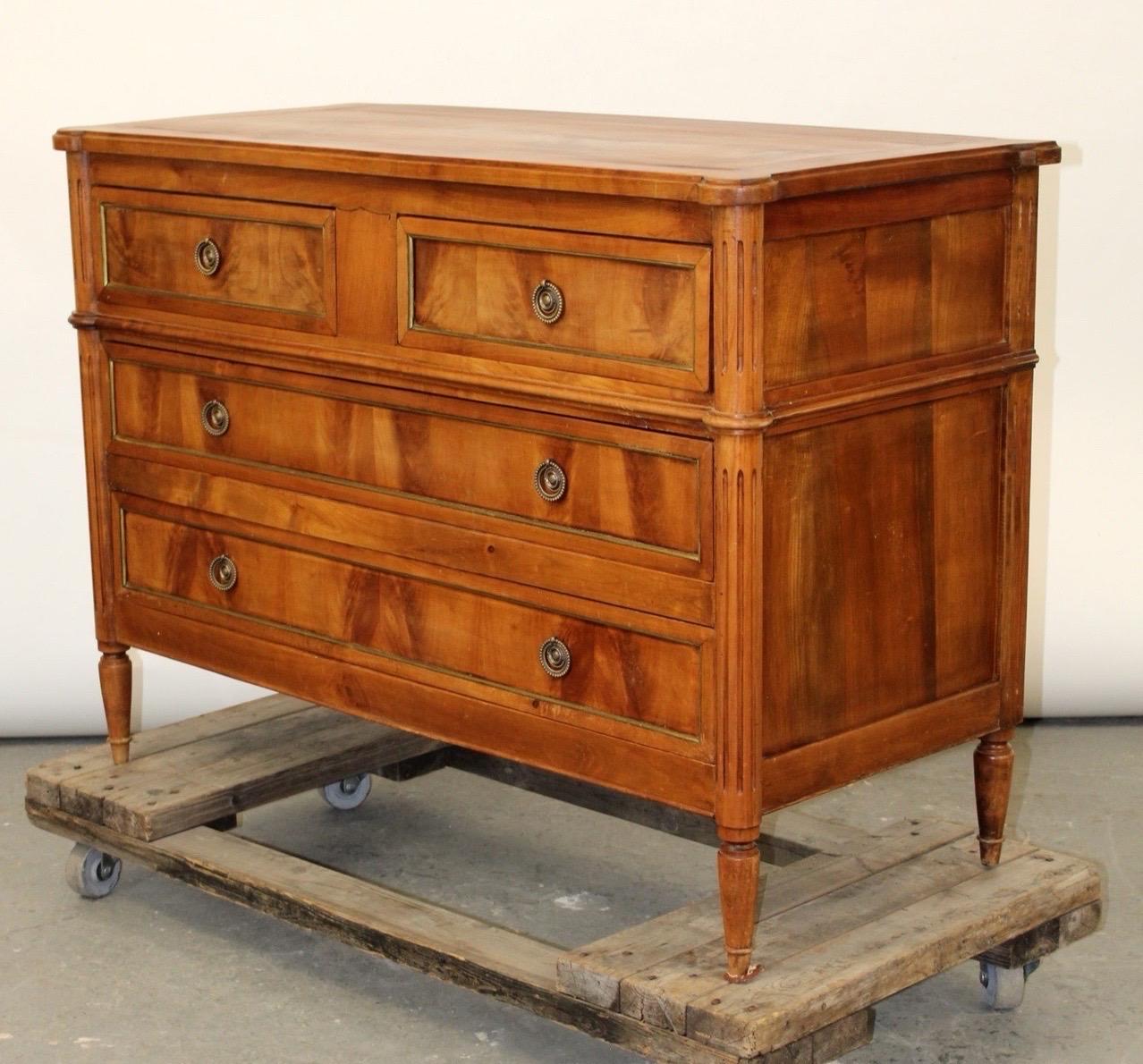 French Louis XVI Style Commode in Walnut with Bronze Trim For Sale 2