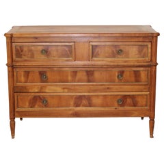 French Louis XVI Style Commode in Walnut with Bronze Trim