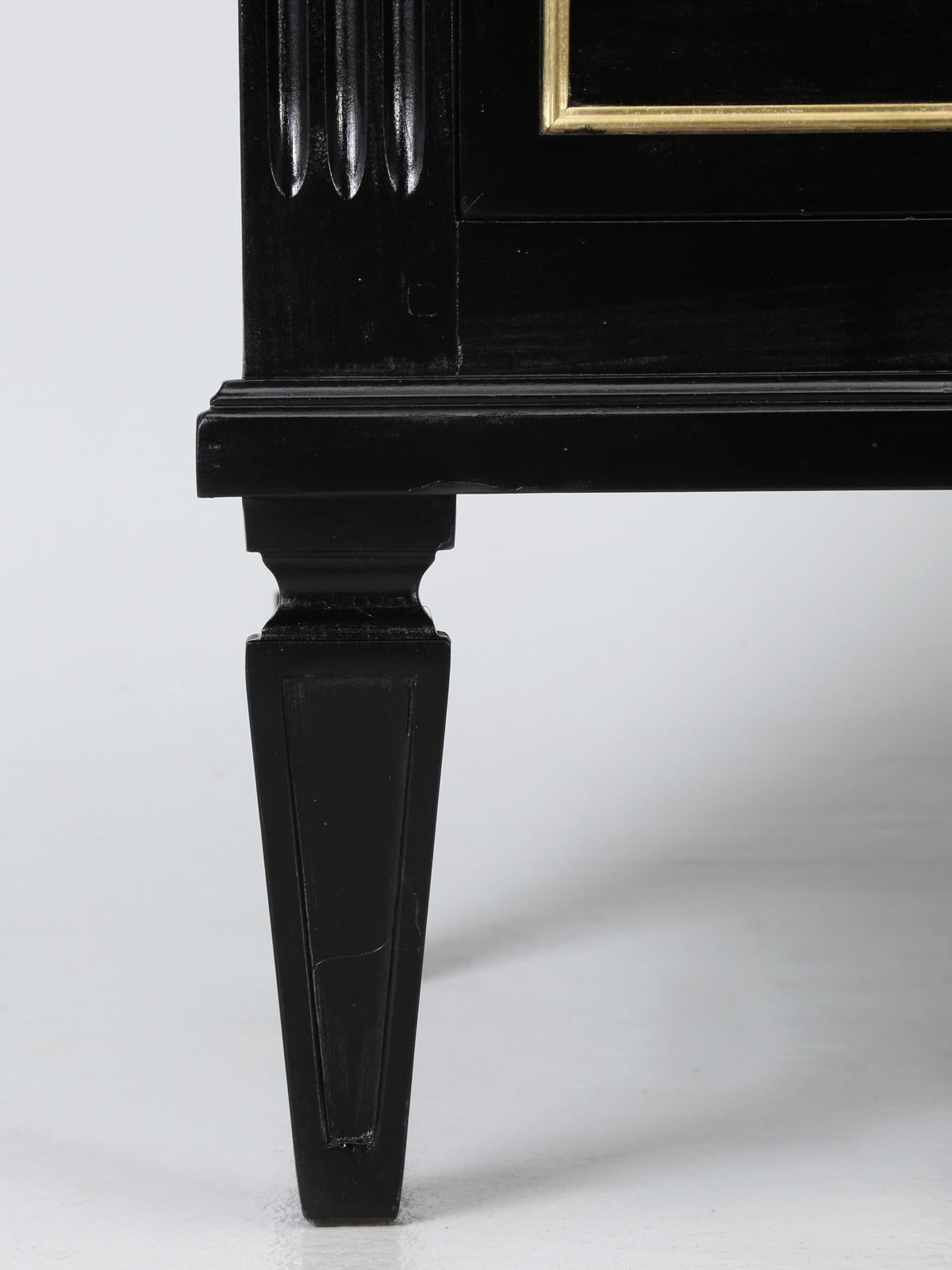 French Louis XVI Style Commode or Dresser in an Ebonized Black Finish 5
