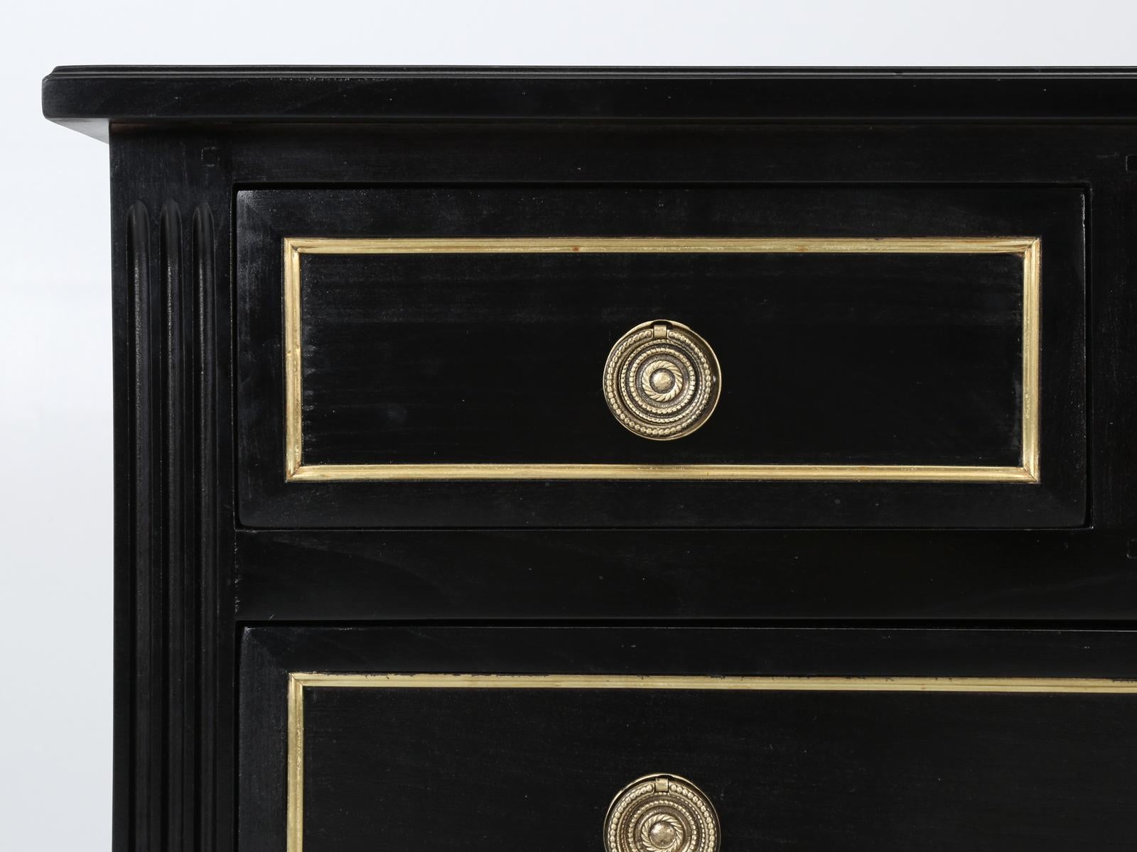 Mid-20th Century French Louis XVI Style Commode or Dresser in an Ebonized Black Finish