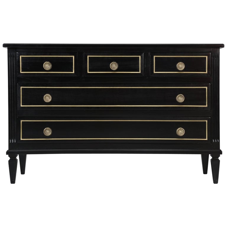 French Louis Xvi Style Commode Or Dresser In An Ebonized Black