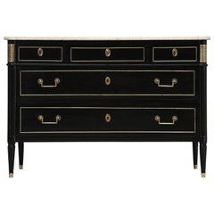 Antique French Louis XVI Style Commode or Dresser with an Ebonized Finish, circa 1800s