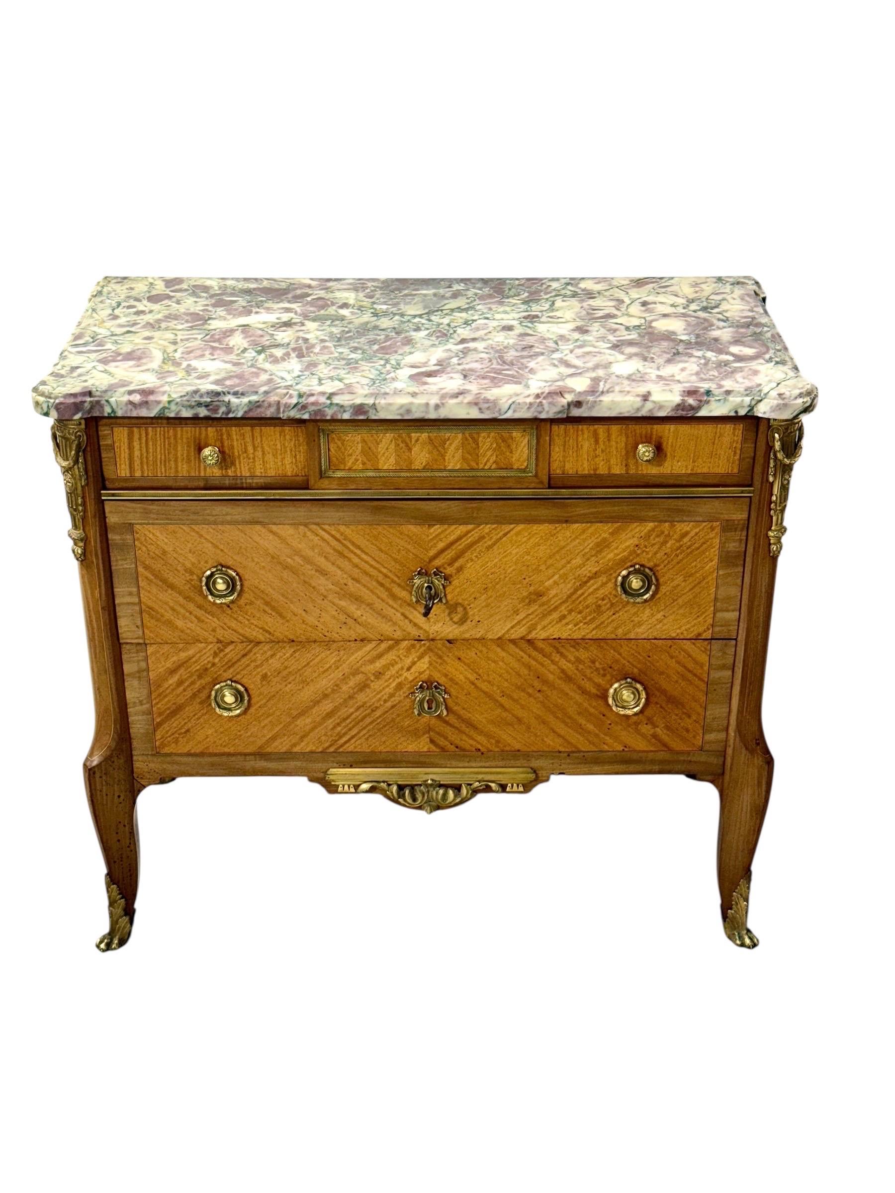 French Louis XVI Style Commode with Breccia Marble, c. 1880 For Sale 7
