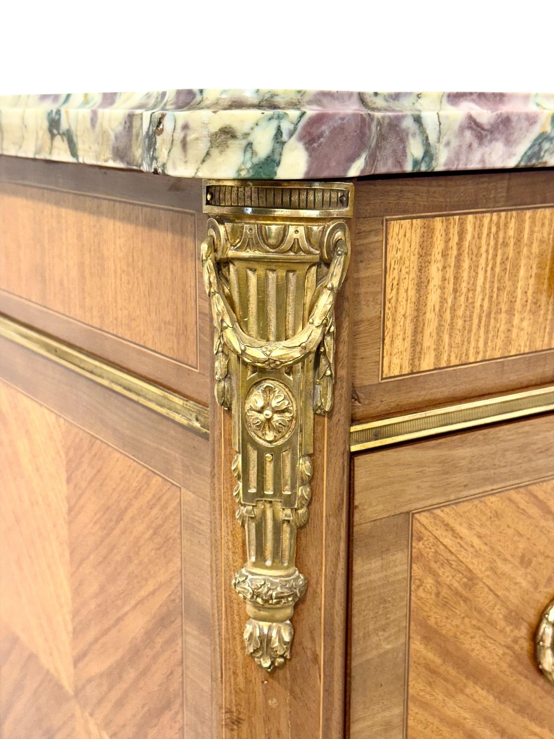 Gilt French Louis XVI Style Commode with Breccia Marble, c. 1880 For Sale