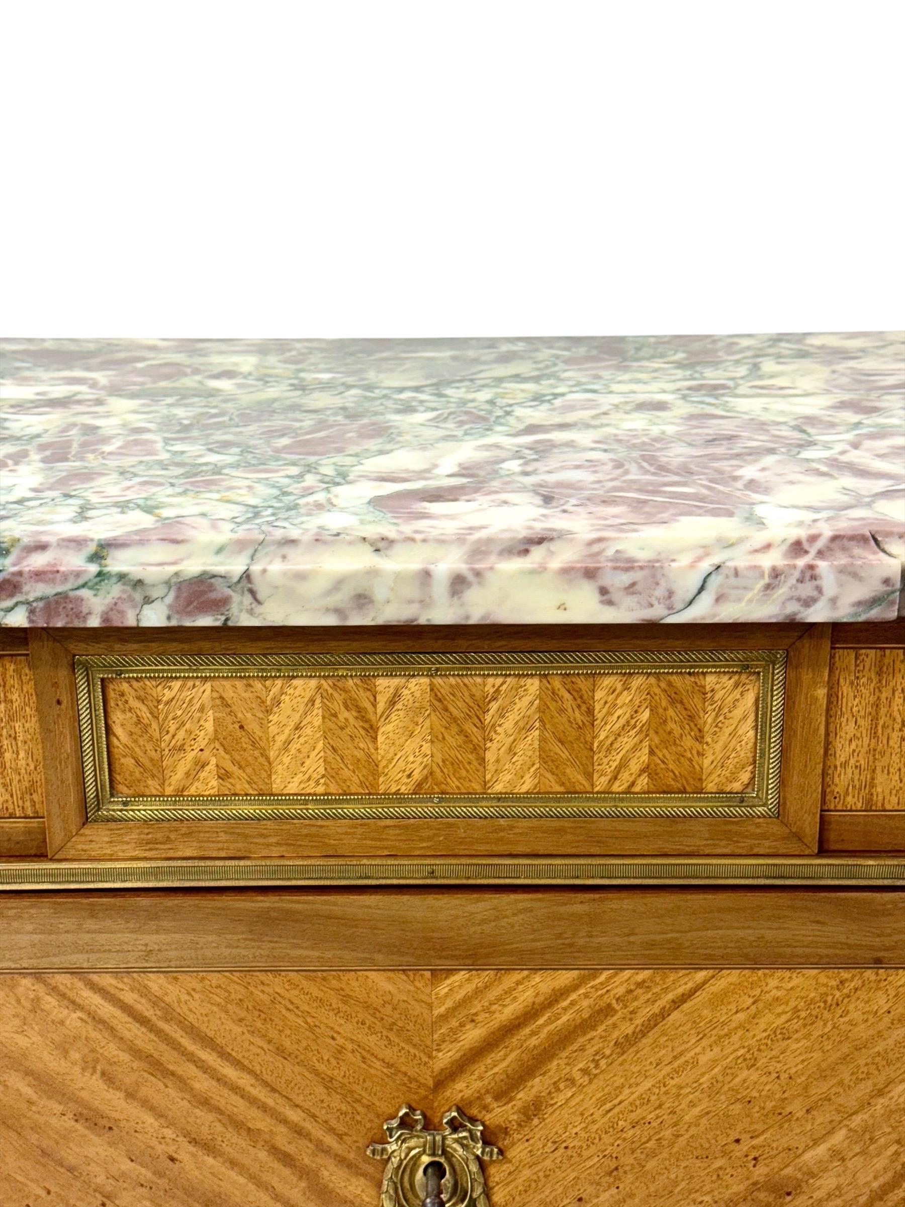 Bronze French Louis XVI Style Commode with Breccia Marble, c. 1880 For Sale