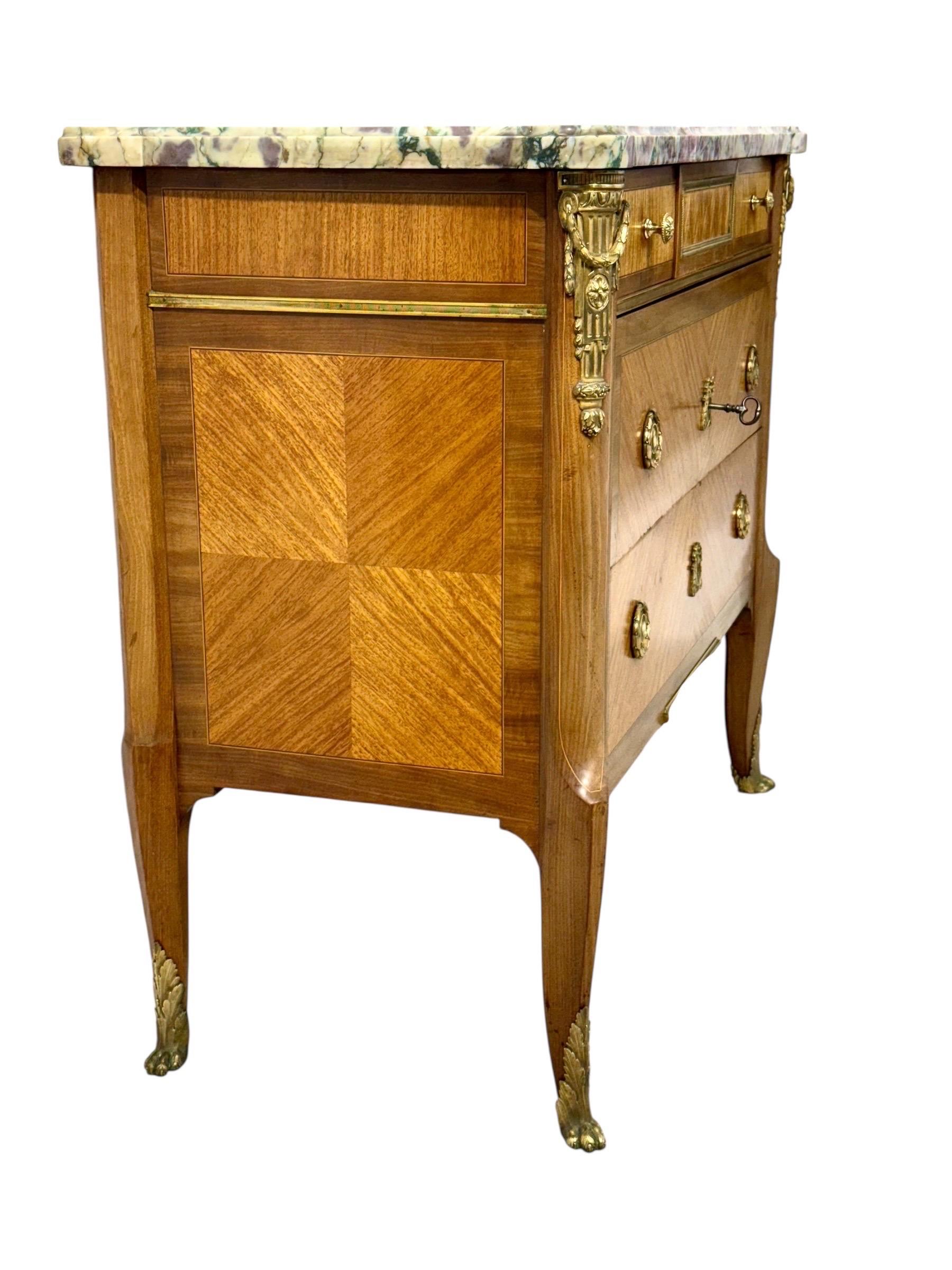 French Louis XVI Style Commode with Breccia Marble, c. 1880 For Sale 2