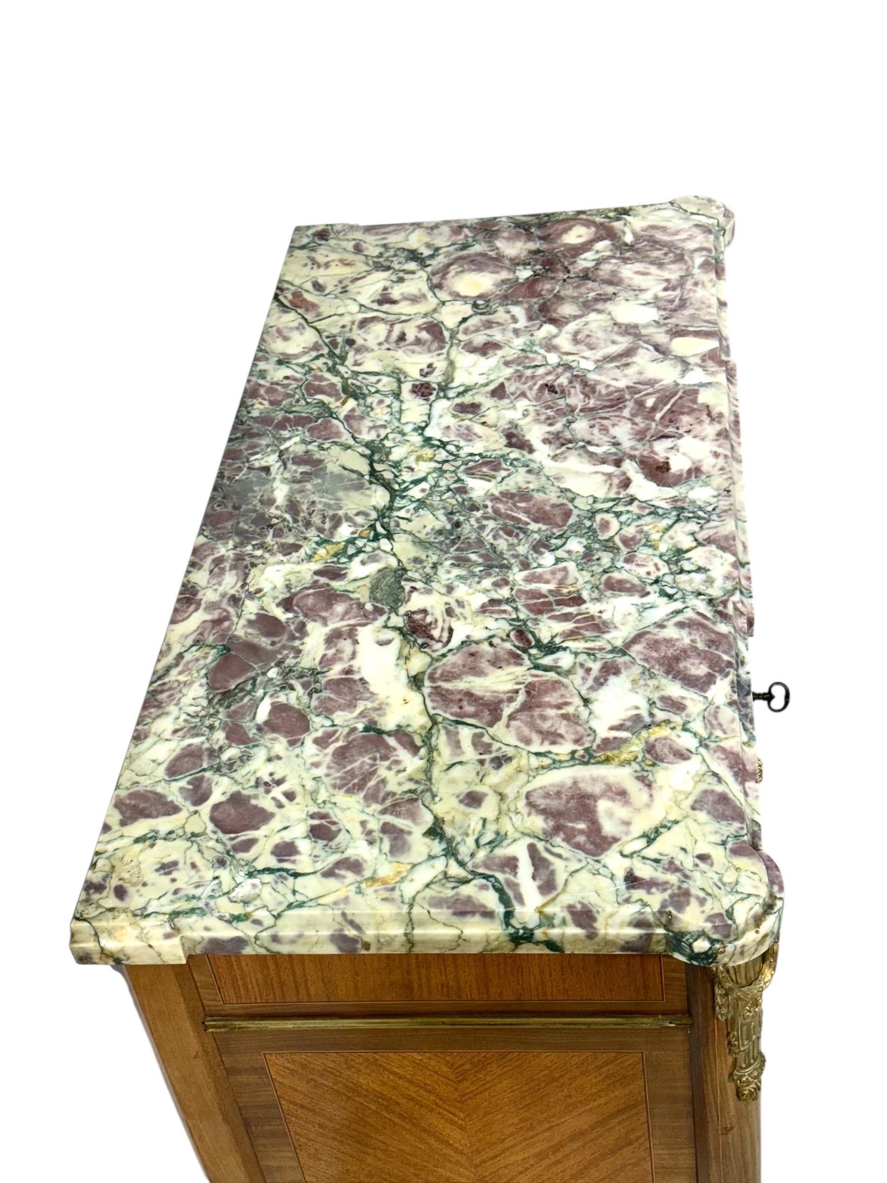 French Louis XVI Style Commode with Breccia Marble, c. 1880 For Sale 3