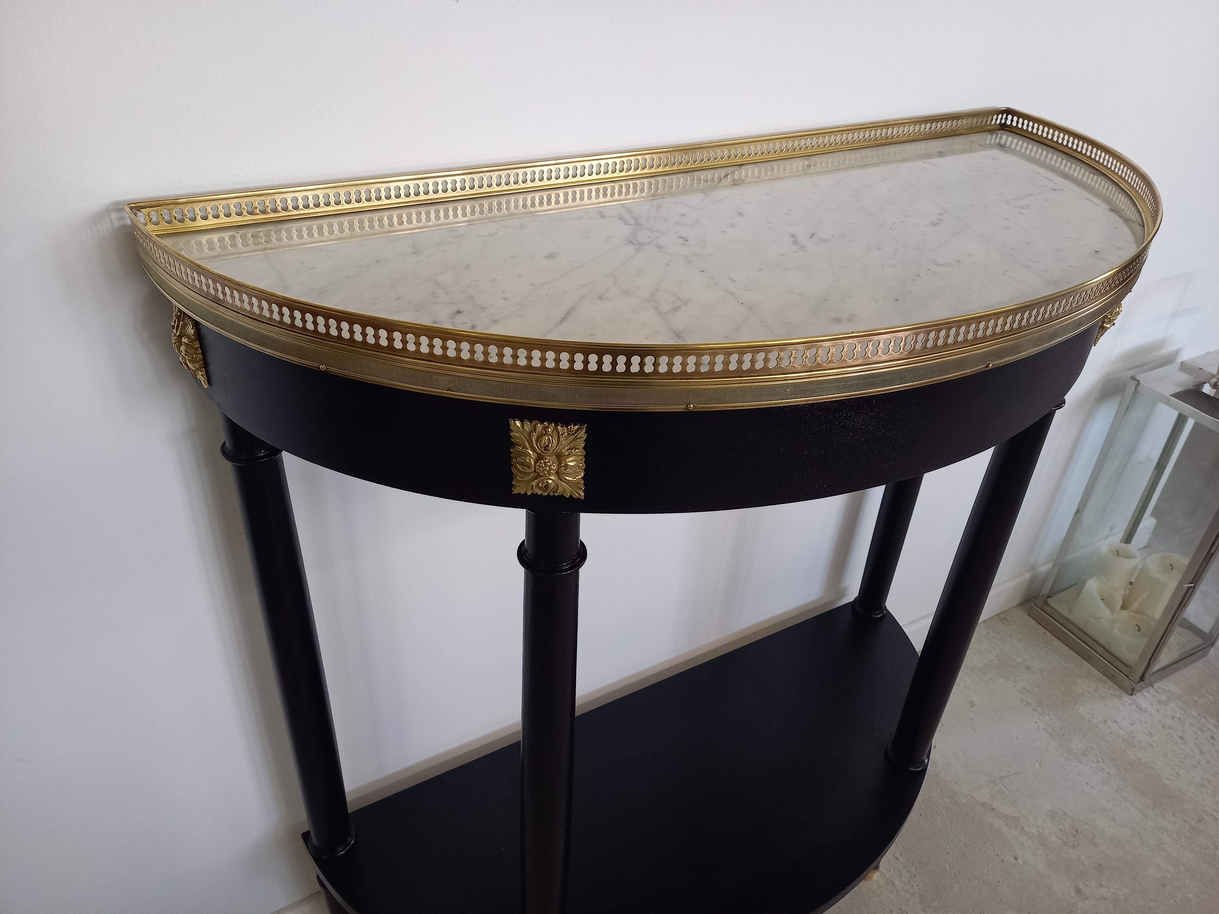 French Louis XVI Style Console Marble Top, Brass & Bronze  In Good Condition For Sale In Senonches, Centre-Val de Loire